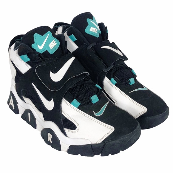 CABANA Nike Air Barrage Mid Top Black White Cabana Nubuck Leather Mesh Trainer - Picture 8 of 13